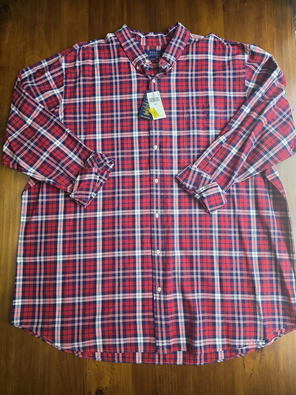 Polo by Ralph Lauren 4XLT Red Plaid Button-Down Shirt